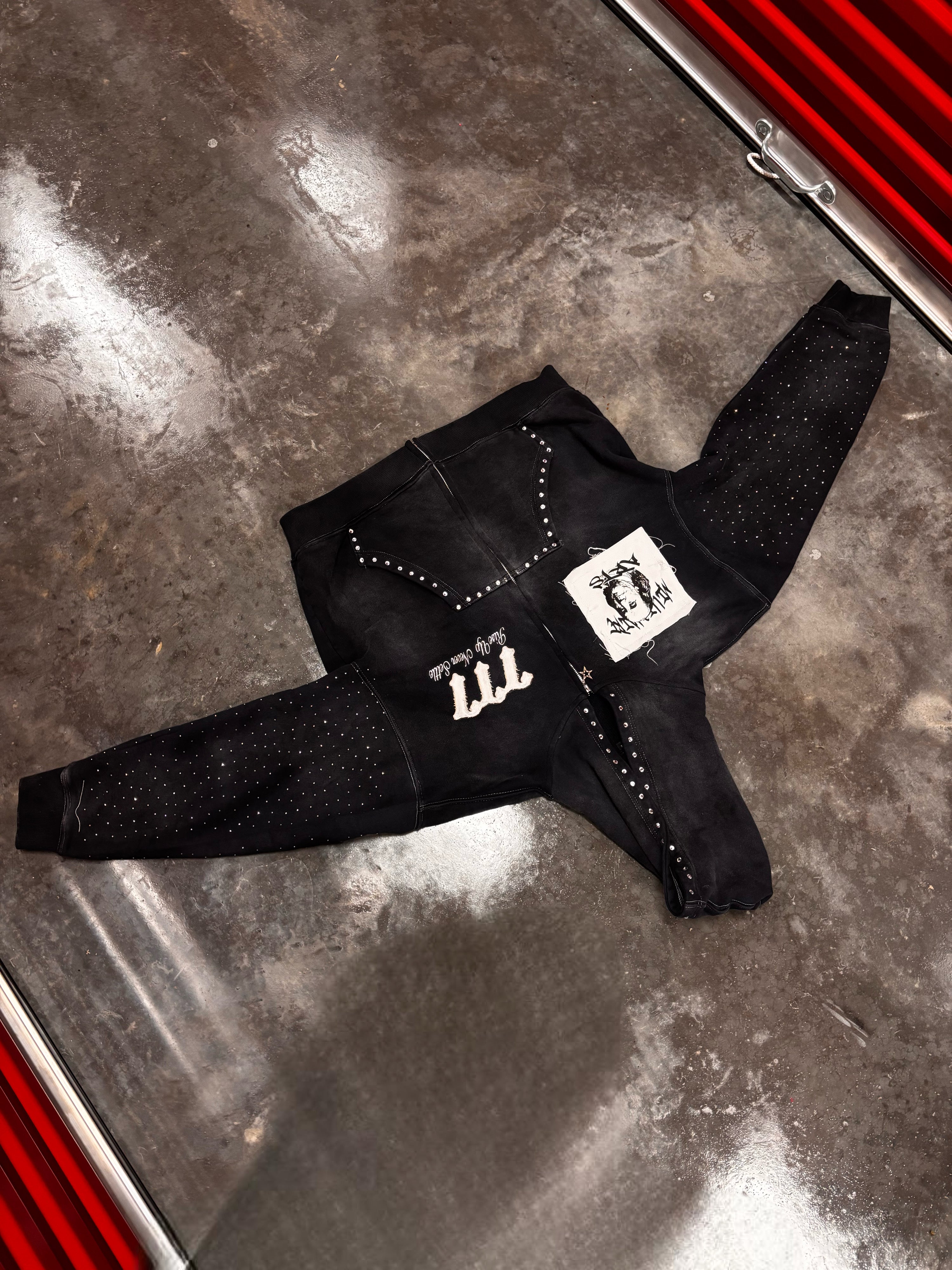 Rise Up Zip Hoodie (Black Studded)